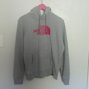 North Face gray and pink sweatshirt